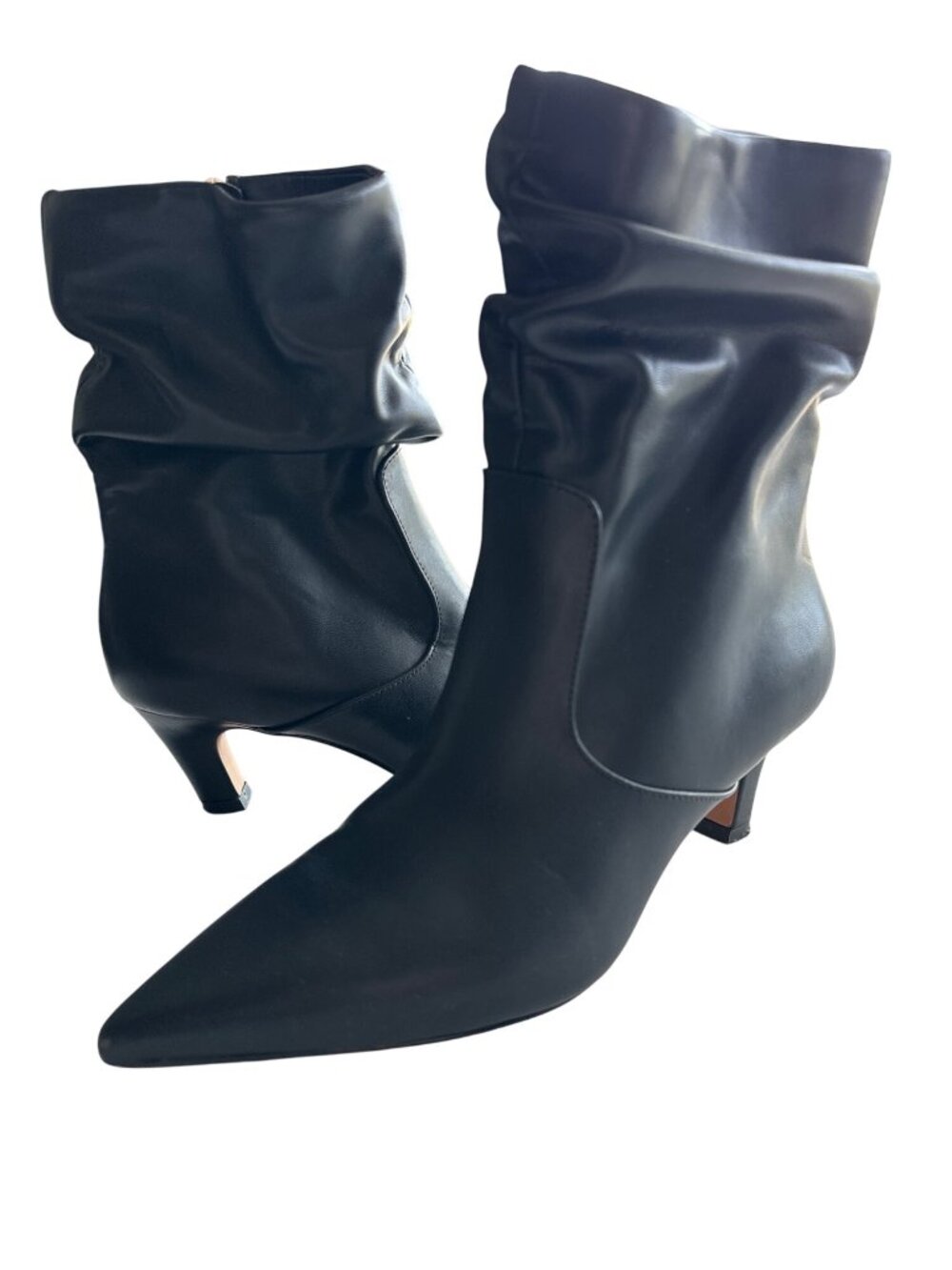 Jessica Simpson Black Slouchy Boots Vianne Faux Leather Kitten Heel Ankle 6.5
